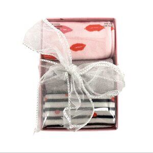 Kate Spade Pink Multi Color 3 Pack Crew Socks Box